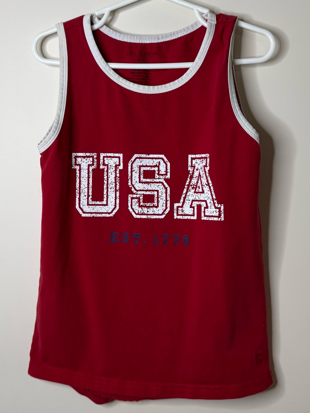 Little Bipsy USA Collection 2025 Red Tank Top with White Trim 4-5T